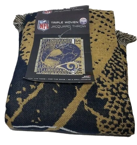 NFL Rams 46x59" Jacquard Triple Woven Throw Blanket St Louis Made in USA NWT Cover
