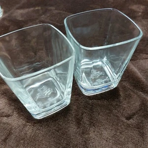 Vintage Square Crown Royal Whiskey Glasses Set of 2 Made it Italy - Picture 1 of 6