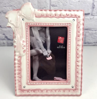 Russ Berrie Time to Dance Photo Picture Frame Ballet Pointe Bow 4x6 Recital Vtg - Image 1 of 4