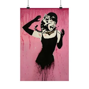 Banksy Street Art Audrey Hepburn Cat Attack Wall Art Poster - Picture 1 of 9