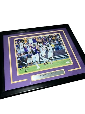 Derrius Guice LSU Tigers Custom Framed Photo Display (JSA) - Image 1 of 4