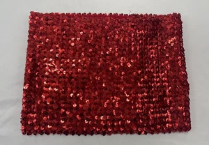 Vintage 80s Red Sequin Sequence Tube Top Disco Glam Rock One Size A Brod - Picture 1 of 5