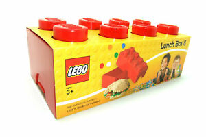 LEGO LUNCH BOX 8 knob bright red 2x4 brick 4"x8" upsized storage case NEW