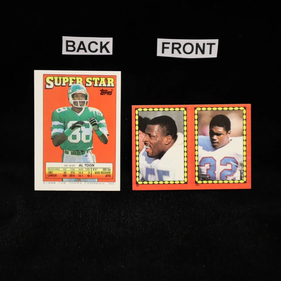 1988 Al Toon Jets #51 Back #84/242 Michael Cofer  Alonzo Highsmith Front Sticker - Image 1 of 1