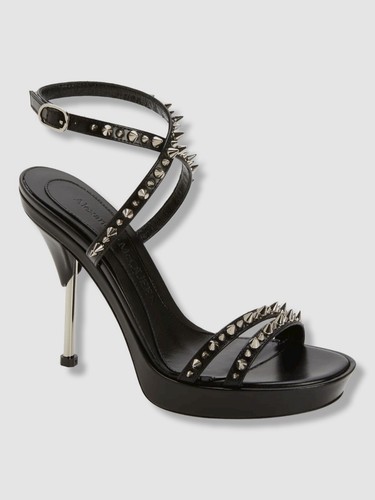 Sandali Alexander McQueen da donna neri punk tacco a borchie $1150 EU 40 5 US 10 5