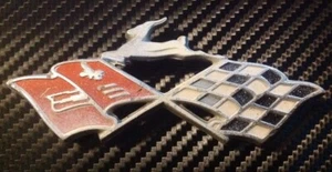 Original Vintage OEM Chevrolet Impala Car Emblem. Crossed Flags - Picture 1 of 4
