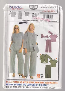 BURDA Muster 8108 Jacke Oberteil Hose PLUS Gr. 18 20 22 24 26 28 30 32 34 ungeschnitten - Bild 1 von 4