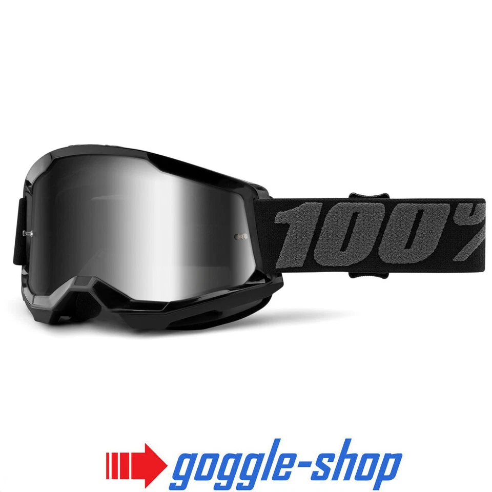 100% STRATA 2 Motocross MX Bicicleta MTB Gafas Negro Claro / Lentes Espejo - Imagen 1 de 1