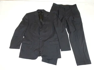 Giovanni by Domenico Vacca Men's Suit Size 48 Long 38 x 32.5 Black 2 Button Wool - Picture 1 of 12