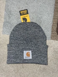 Carhartt One Size Knit Cuffed Beanie -White/Black - A18-019 - NWT - Picture 1 of 4