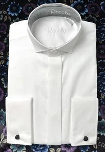 Rocola evening shirt Wing Collar white dress 17 15 14.5 Pleat effect NEW IN BOX - Picture 1 of 5