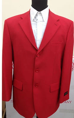 Men's  Basic 3 button Jacket  and Pants 2 Piece Set by Milano Moda Red Color 802 - Image 1 of 3