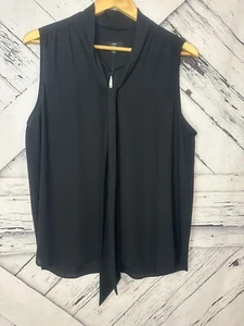 J. CREW 365 Womens Front Tie Blouse Top Large Black - Picture 1 of 7