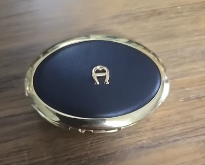 Vintage Designer Leather Pill Box Round Etienne Aigner 3 Compartments 3.5" Wide - Image 1 of 4