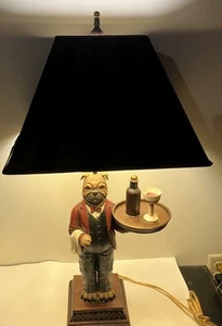 Table Lamp Anthropomorphic Bulldog Dog Bar Man Cave Decor 27” Butler Jeeves Pub - Picture 1 of 23