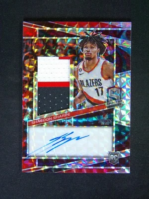 2022-23 Panini Spectra Shaedon Sharpe RC Jersey Patch Auto #206 Mosaic /49 - Image 1 of 3
