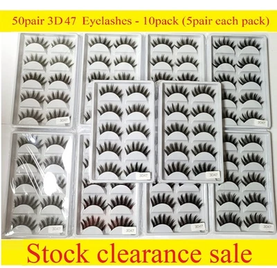 50Pairs 3D Mink False Eyelashes Wispy Cross Long Thick Soft Fake 3D 47 UK - Image 1 of 2