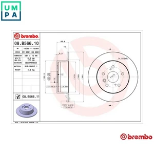 2x BRAKE DISC 08.B566.11 FOR TOYOTA 2AZ-FE/FXE 2.4L 2AR-FE 2.5L 4cyl CAMRY 3.5L - Picture 1 of 10