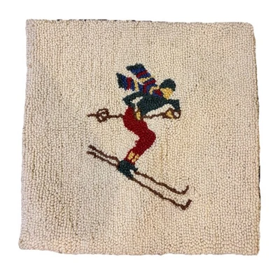 L.L. Funda Almohada Gancho Lana BEAN Patrón Esquí Color Crema Cremallera Trasera 17 x 17 Foto 1 de 4