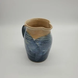 1987 Signed Rusty Blue Stoneware Art Pottery Pitcher - Picture 1 of 8