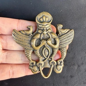 Antiguo Budismo Tibetano Amarillo Lima Cobre Cruz GARUDA Colgante Amuleto - Imagen 1 de 6