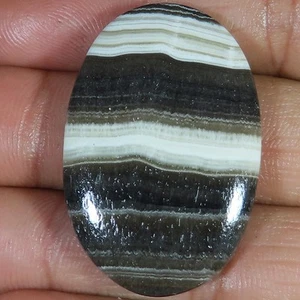 natural ZEBRA CALCITE oval cabochon loose gemstone 68.00 Carat. (27 x 41 x 6 mm) - Picture 1 of 6