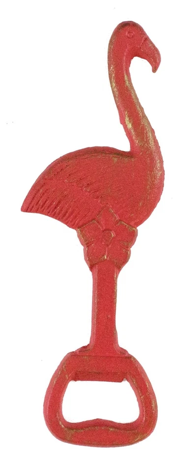 Abridor de botellas en forma de flamenco rosa de metal pintado a mano Foto 1 de 1