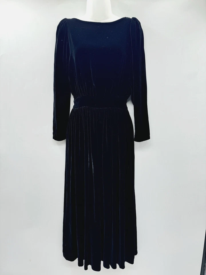 Vestido De Colección Eileen West Terciopelo Espalda Abierta Talla 6 Negro Evento Formal Seda Glamour Foto 1 de 4