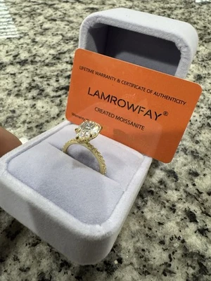 14k Gold 3.0ct Pear Cut Moissanite D/VVS Solitaire Ring size 6.5 Warranty - Image 1 of 4