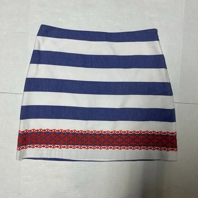 Vineyard Vines Women’s Navy/White Cotton Skirt Side Zip Embroidered & Lined Sz 6 - Image 1 of 4