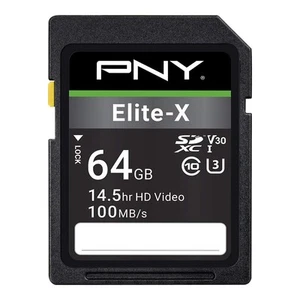 PNY Elite X 64GB SD Card Class 10 U3 V30 100MBs 4K HD Photo Videography - Picture 1 of 9