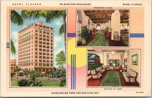 Postal de Miami, Florida "HOTEL ALCAZAR" Biscayne Blvd. Lino Curteich c1934 - Imagen 1 de 2