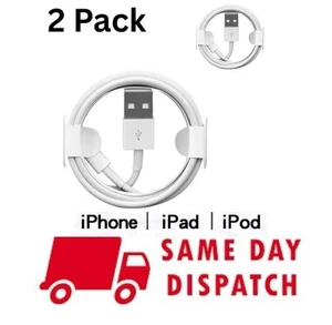 2 x iPhone Charger For Apple Cable USB Lead 5 6 7 8 X XS XR SE 11 12 13 14 - Picture 1 of 3