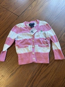 Neu mit Etikett Polo Ralph Lauren Mädchen 18 Monate Laguna rosa gestreifter Cardigan Pullover - Bild 1 von 3