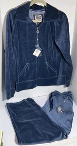 Everlast Velour Track Suit Womens L Pants And XL Full Zip Jacket Denim Heather - Picture 1 of 7