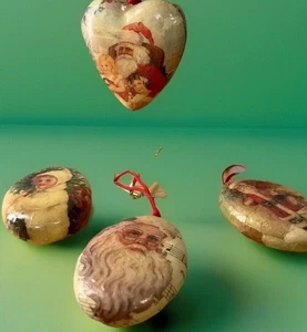 Vintage Mid Century Weihnachten Pappmaché Ornamente Weihnachtsmann 🎅 Bezaubernd Alte Welt - Bild 1 von 10