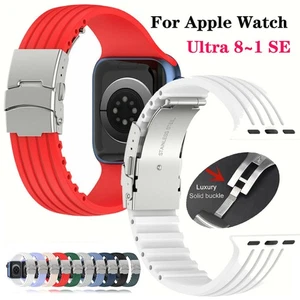 For Apple Watch Series Ultra 2 Ultra 9 8 7 6 SE Strap Bracelet Silicone - Picture 1 of 22