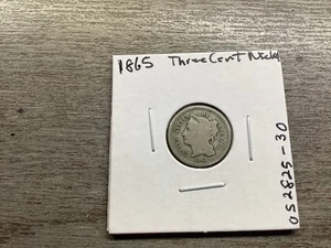 1865 Three Cent Nickel Civil War Era 3 Cent Coin in Fine Condition 052825 30te - Picture 1 of 4
