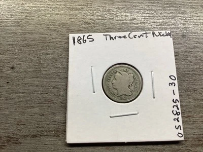 1865 Three Cent Nickel Civil War Era 3 Cent Coin in Fine Condition 052825 30te - Image 1 of 4