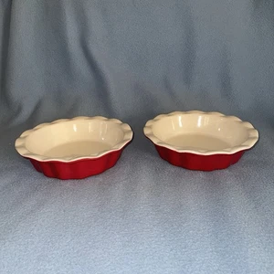 Red Crofton Steinzeug 5,5" Rot Kuchenform Thanksgiving Weihnachten 2er Set 7" - Bild 1 von 13