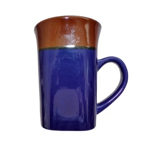 Taza de té café de gres Royal Norfolk alta y pesada azul cobalto marrón - Imagen 1 de 2