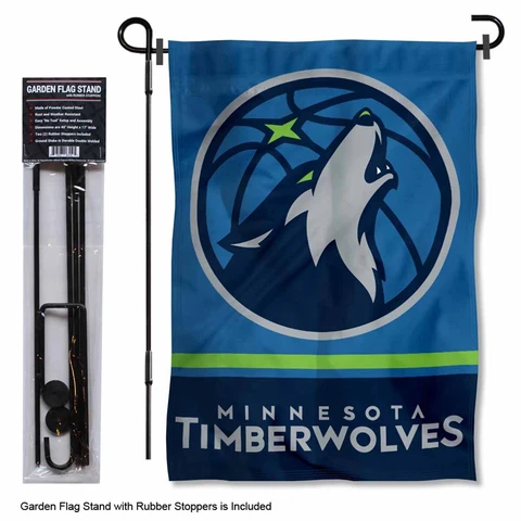 Minnesota Timberwolves Wordmark Garden Flag and Yard Stand Included Cover