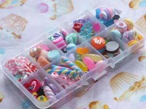 100 pcs MINI Brights Mixed FAKE Sweets Candy Resin 3D Cabochons With Storage Box - Picture 1 of 1
