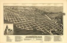 16" x 24" 1883 Birds eye map of Jamestown, North Dakota
