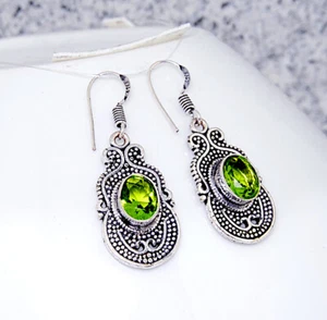Ohrringe Prachtvolle Damenohrringe Filled Sterling Silber 925 Edelstein Pridot - Bild 1 von 2