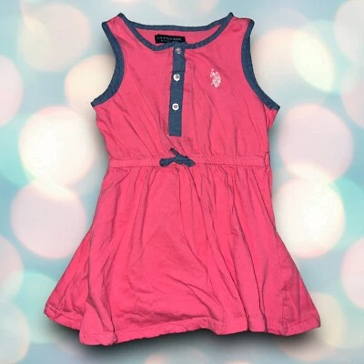 U.S. Polo Assn. Vestido de verano rosa y azul sin mangas para niña talla 4 Foto 1 de 3