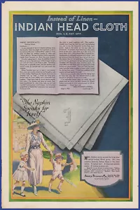 De colección 1919 CABEZA DE INDIO Tela Amory Cejas Arte Decoración Tela Efímera Estampado Anuncio - Imagen 1 de 1