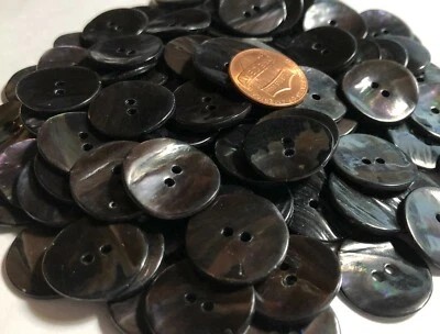 6 PC ONLY Curved VERY DARK Brown Natural Mussel Shell Buttons 19mm 3/4" 11684 - Image 1 of 4