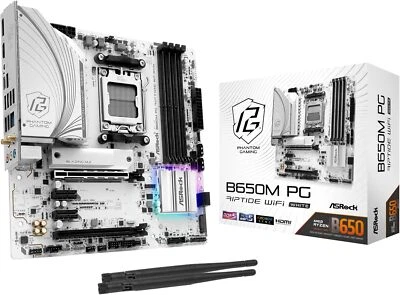 ASRock B650M PG RIPTIDE WIFI White AM5 Micro-ATX Motherboard, DDR5 Brand New - Image 1 of 4