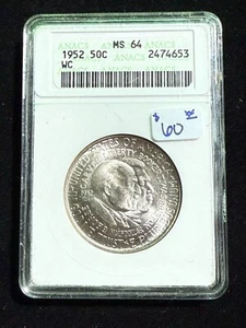 1952 WASHINGTON CARVER COMMEMORATIVE HALF DOLLAR NGC MS 64 - Picture 1 of 4